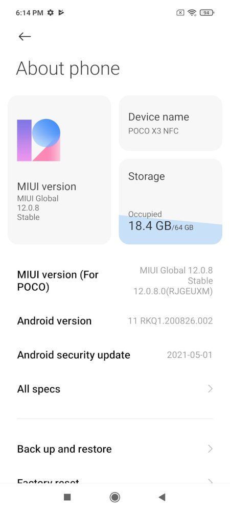 Poco X3 NFC Android 11 Global
