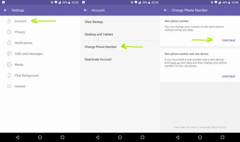 Viber αλλαγή αριθμού και επαναφορά